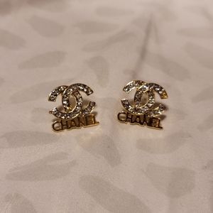 Gold stud earrings